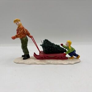 Department 56 1989 Vintage Original Snow Village Bringing Home The Tree 5169-1